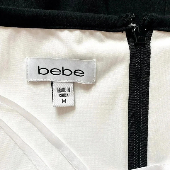 BEBE | Black/White/RedColor Blocked Bodycon Corset Mini Cocktail Dress Size M - Picture 9 of 10